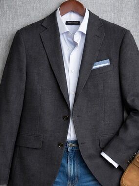 Bonobos Slim Fit Wool Blend Blazer 42L Black Tailored Two-Button Sport Coat